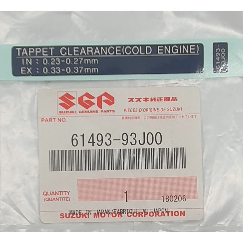 LABEL, RING GEAR COVER | 61493-93J00