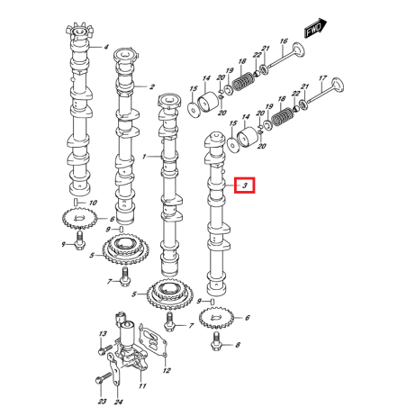 CAMSHAFT EXHAUST "STBD" | 12721-98L30