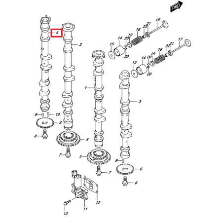 CAMSHAFT EXHAUST "PORT" | 12729-98J20