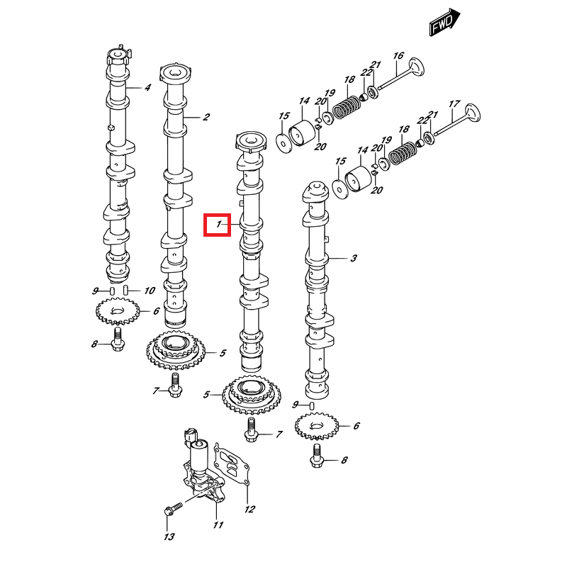 CAMSHAFT INTAKE "STBD" | 12701-98J10